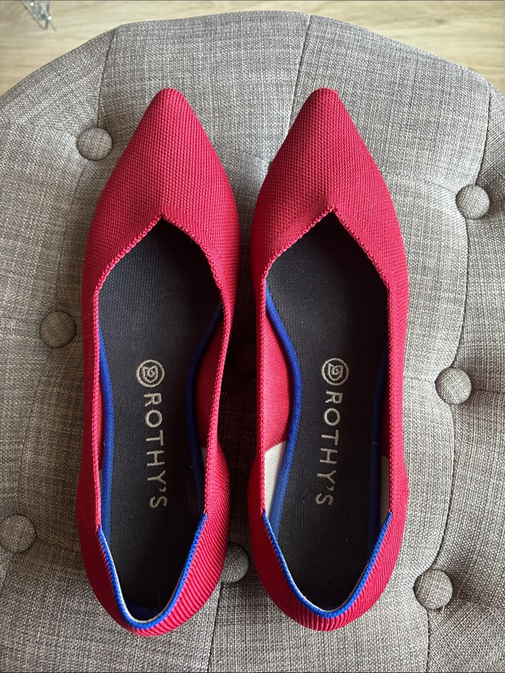 Rothy's The Point Red & Blue Flats Ballet Flats Women’s US Size 10.5